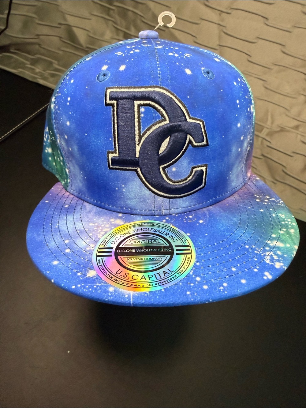 DC White and Navy Interior Branded Snapback Cap